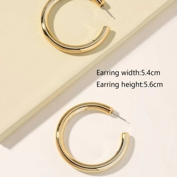 Golden Hoop Earrings - Picture 2 of 5